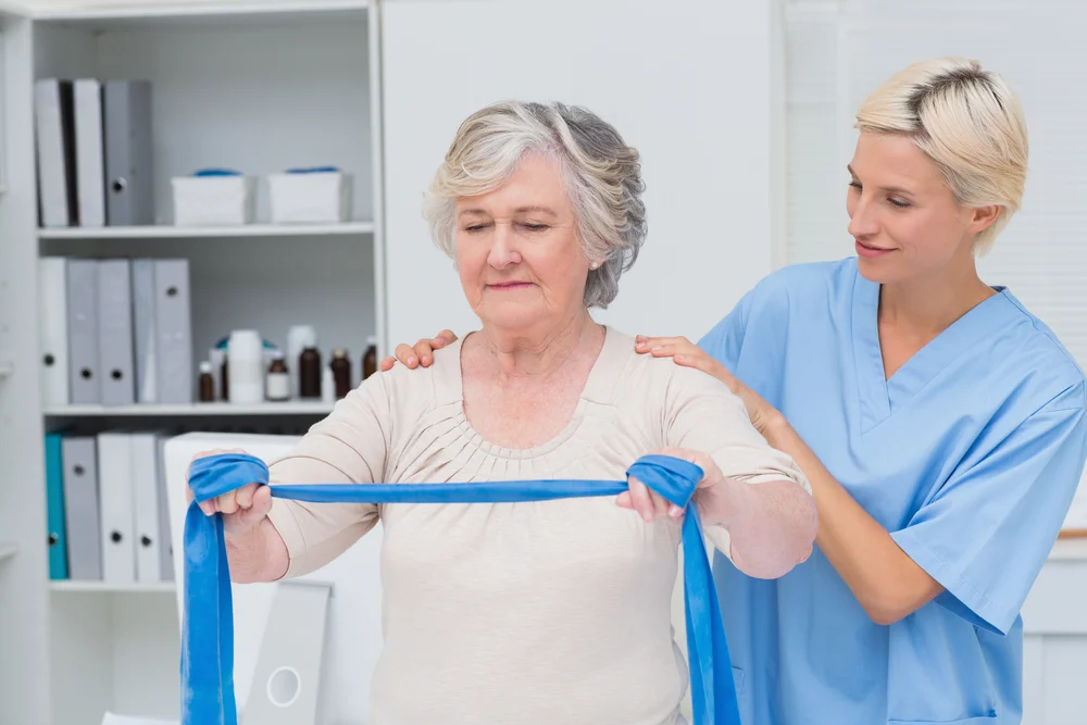 Senior woman doing occupational therapy