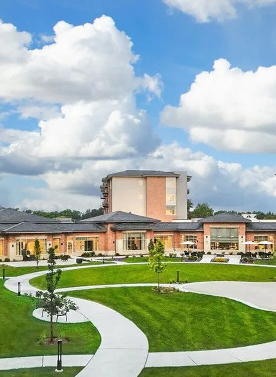 Exterior view of Oak Trace building and landscaping