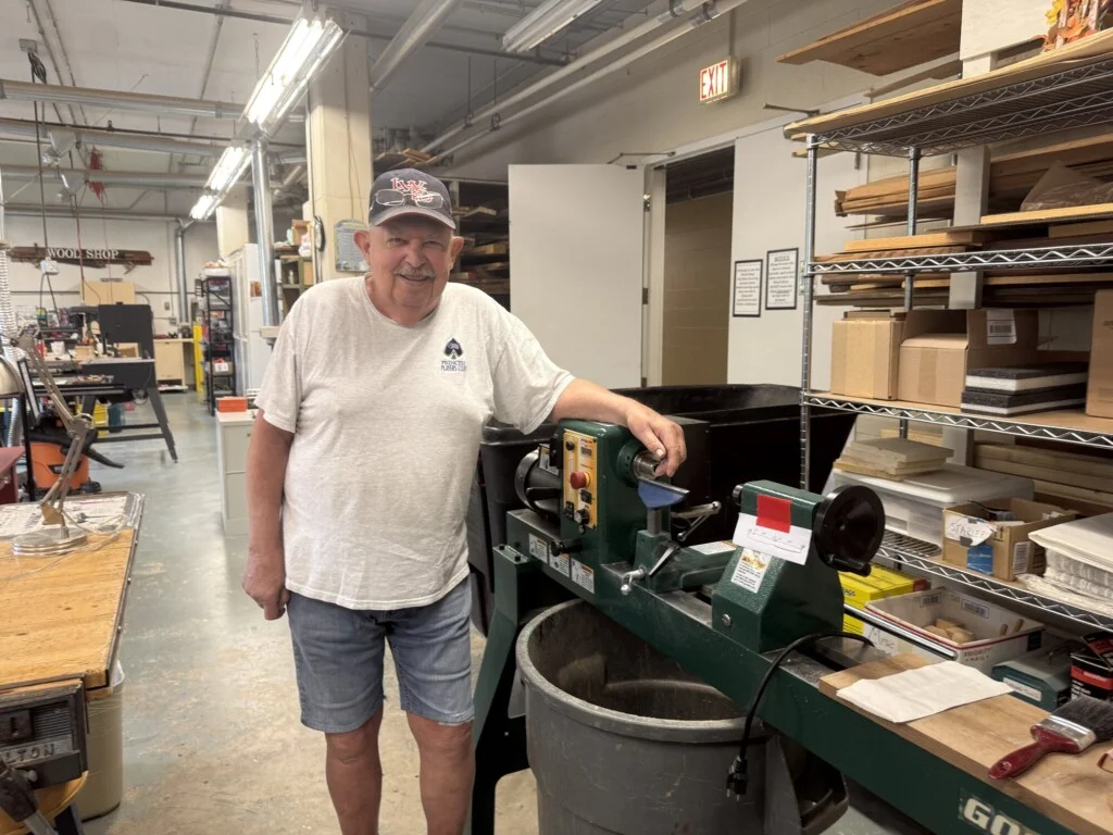 Chuck Bayser working in the Oak Trace woodshop in Downers Grove, IL