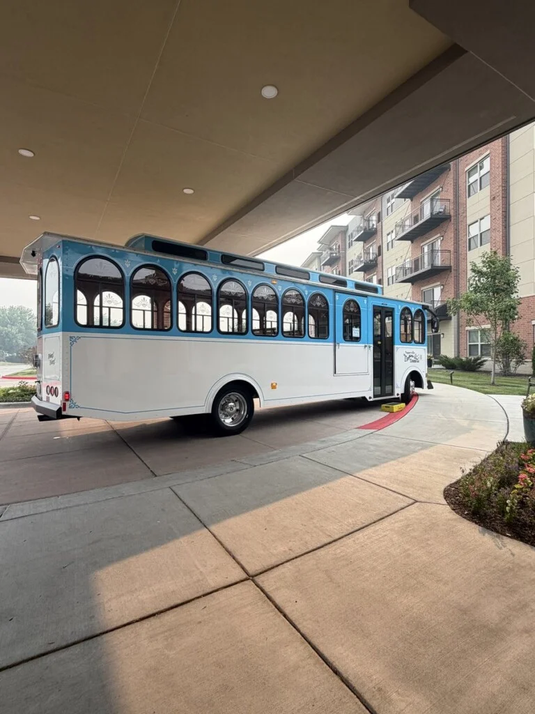 The Naperville Trolley outside Oak Trace in Downers Grove