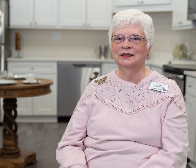 Oak Trace Senior Living Community resident Judy Kramer sits for interview in her apartment