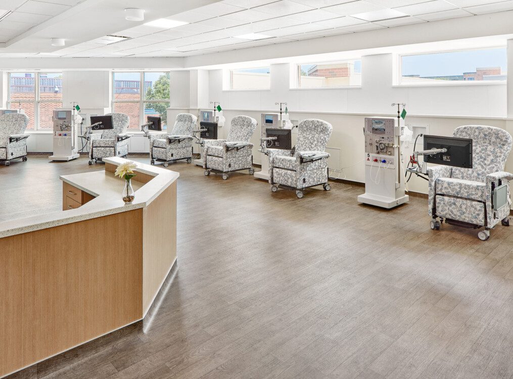 Dialysis room with chairs at Oak Trace senior living community