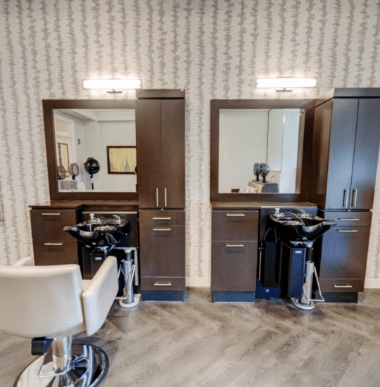 Salon and barber shop at Oak Trace Senior Living Community