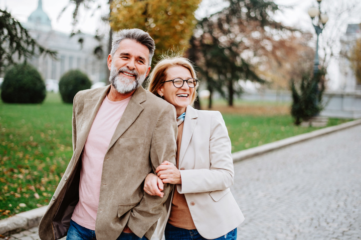 Happy senior couple outdoors