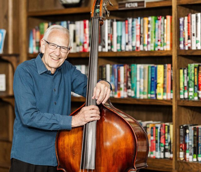 Dave Humphreys in Oak Trace Library Playing his Double Bass